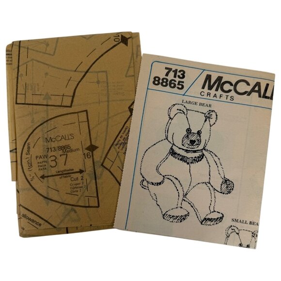 McCalls 8865 713 Brooke Shield Moon Bears Sewing Pattern 3 Sizes Uncut 15” - 35” - Picture 4 of 6